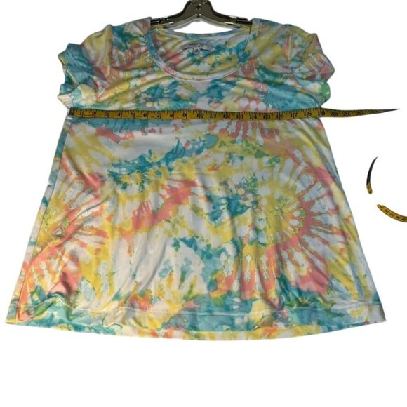 Tie-Dye Ellen Tracy Lounge T-Shirt - Multicolor Scoop Neck Short Sleeve M Soft S - Picture 6 of 6